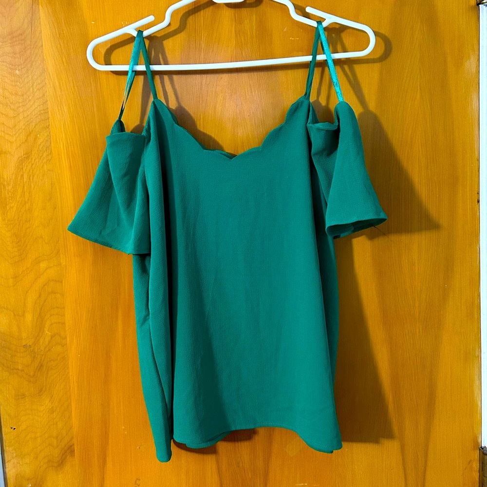 Green off-shoulder shirt
